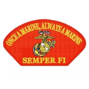 MARINE CORPS ONCE A MARINE (RED) Embroidered Hat Patch 3" x 5-1/4"